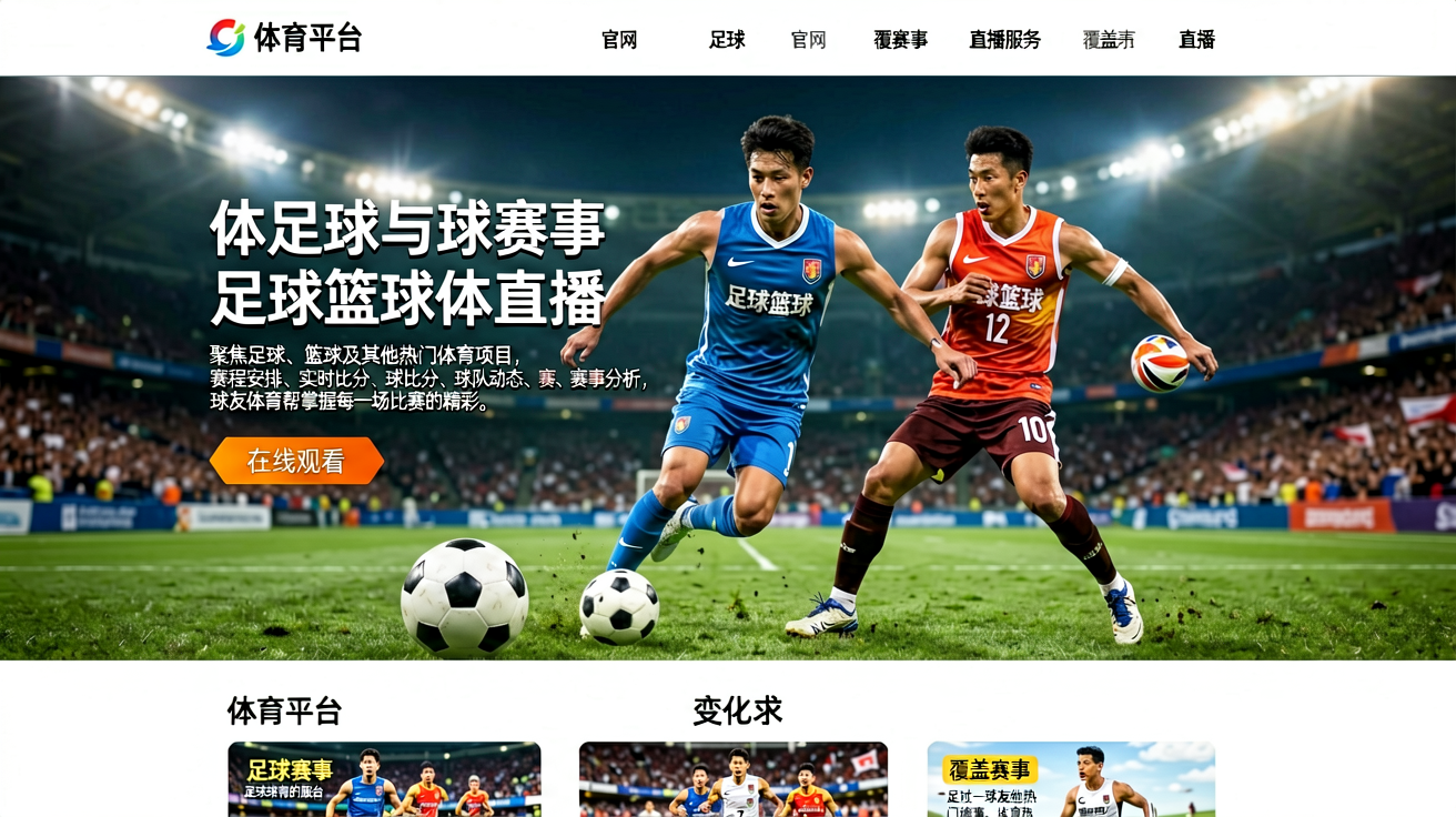 球友直播体育平台首页，展示足球与篮球赛事的动感场景